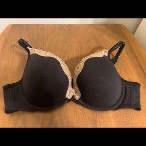 Cacique Cotton Lace-lined Plunge Bra 42B